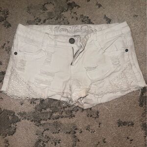 White denim short shorts